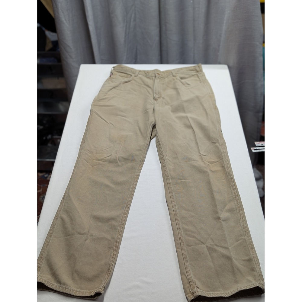 Carhartt FR Flame Resistant Canvas Work Pants 36x32 Khaki CAT 2 FRB159-GKH Mens